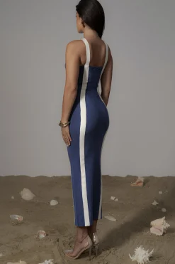 Navy  Fabiola Contrast Maxi Dress
