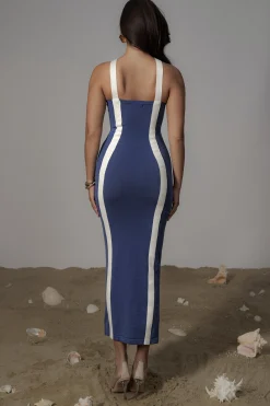Navy  Fabiola Contrast Maxi Dress
