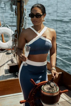 Navy Heartbreaker Two-Piece Skirt Set