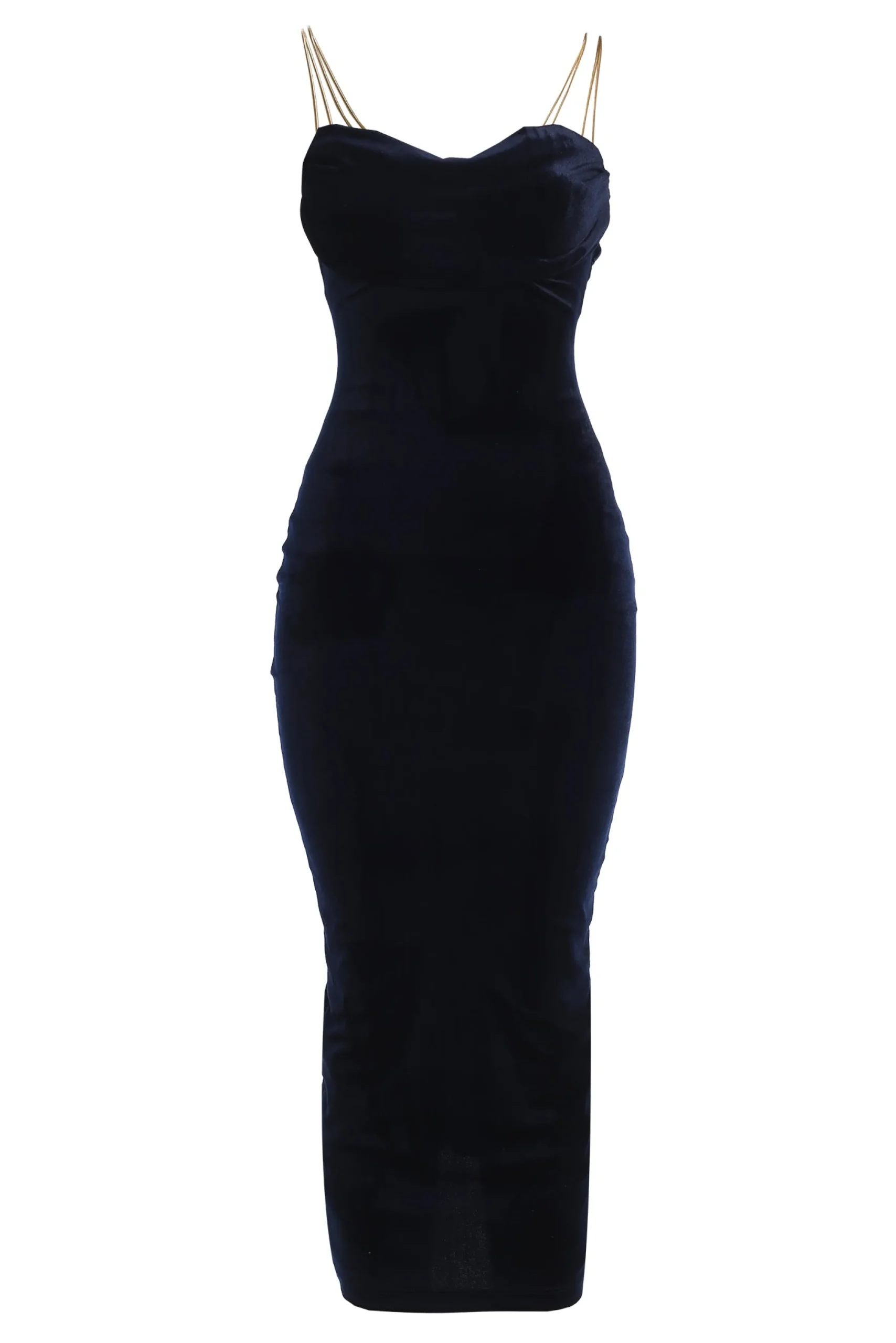 Navy JOSANNA VELVET MIDI DRESS