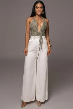 Off White Waverly Linen Trousers