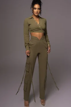 Olive Better Half Linen Utility Pants