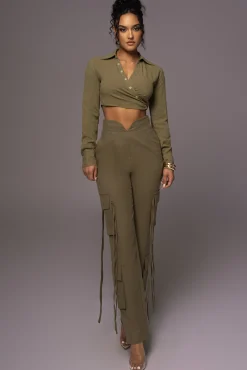 Olive Better Half Linen Utility Pants