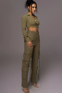 Olive Better Half Linen Utility Pants