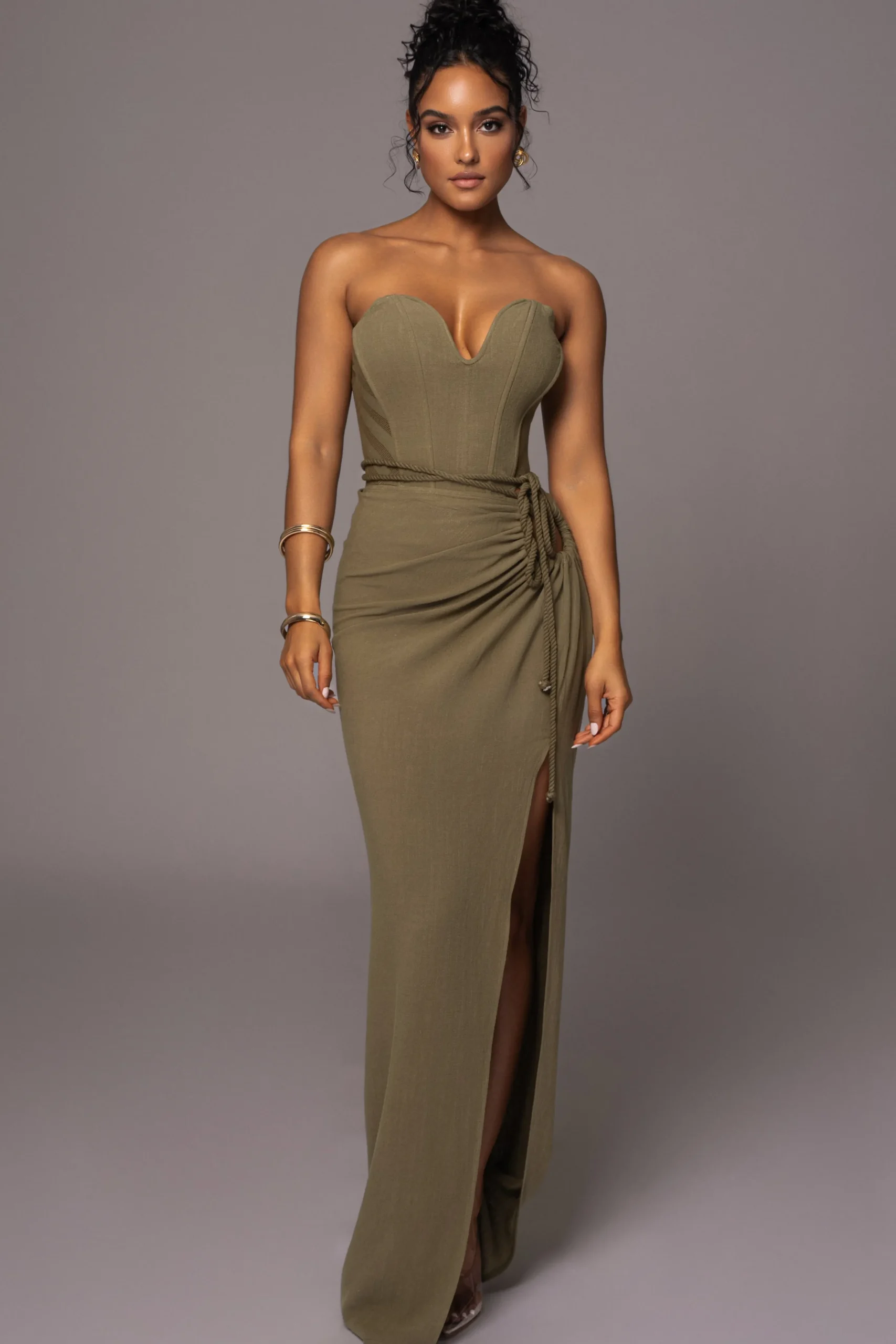 Olive Destination Linen Skirt Set