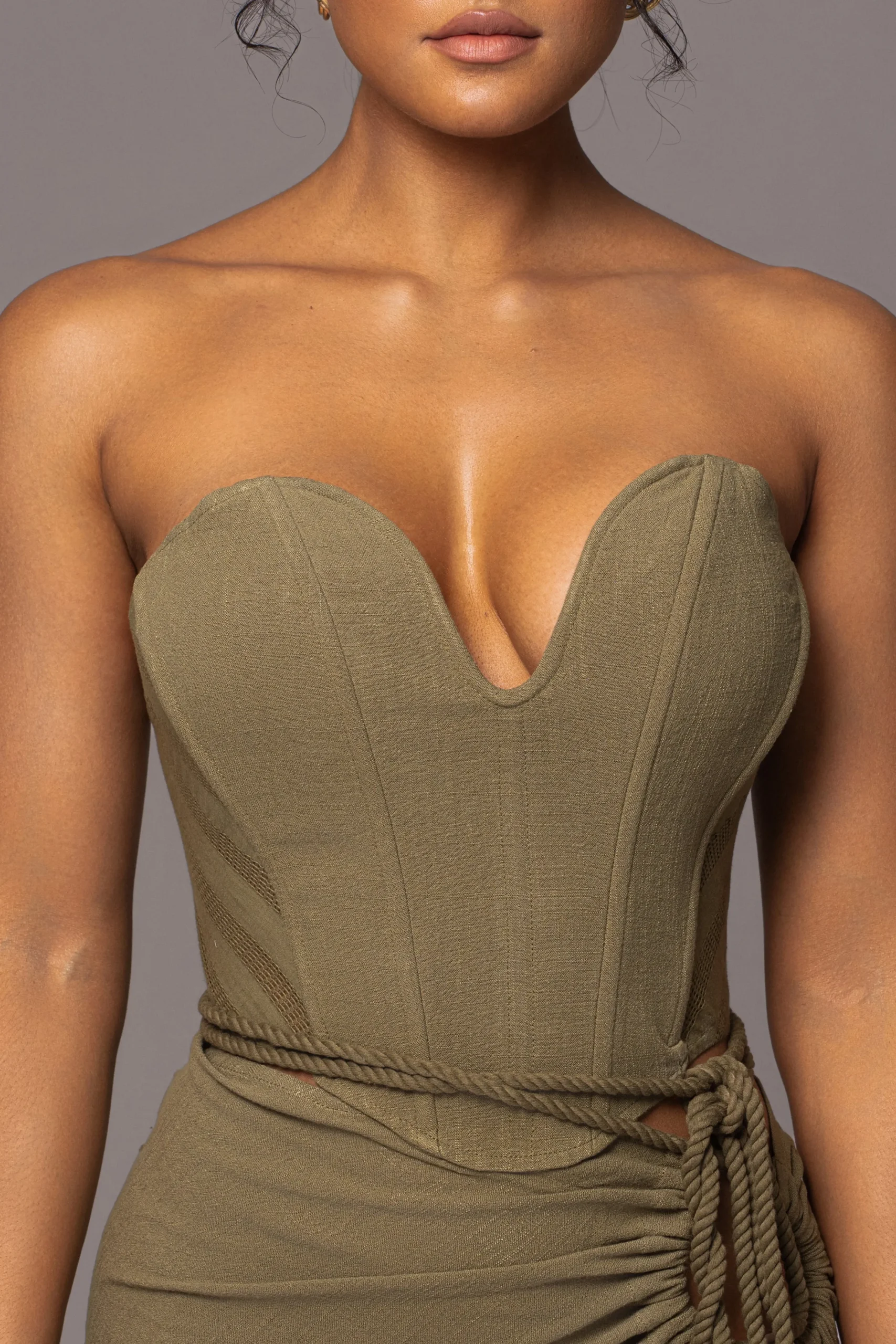 Olive Destination Linen Skirt Set
