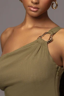 Olive Escape Linen Dress
