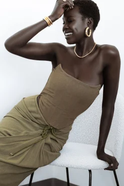 Olive Fenix Reversible Linen Corset