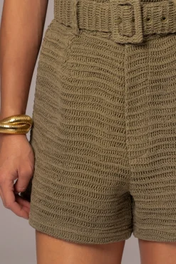 Olive Kelsie Belted Shorts
