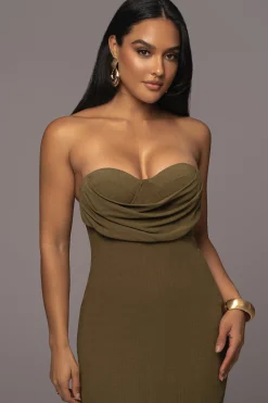 Olive Linen Visions Of You Dress