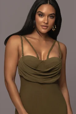 Olive Linen Visions Of You Dress