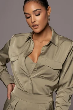 Olive Misty Button Up