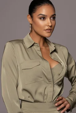 Olive Misty Button Up