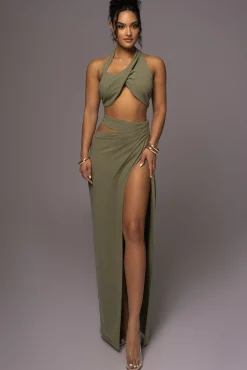 Olive New Age Two Piece Skirt Set