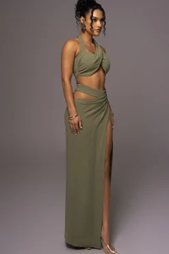 Olive New Age Two Piece Skirt Set