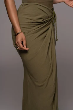 Olive Noelia Linen Slit Skirt