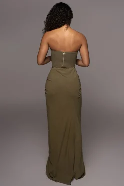 Olive Noelia Linen Slit Skirt