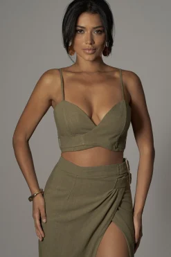 Olive Sunrise Linen Bustier