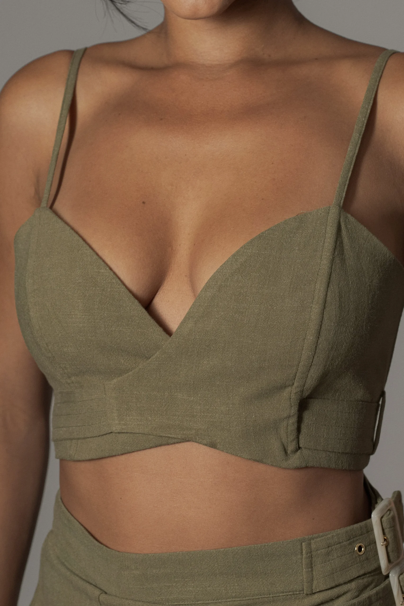 Olive Sunrise Linen Bustier