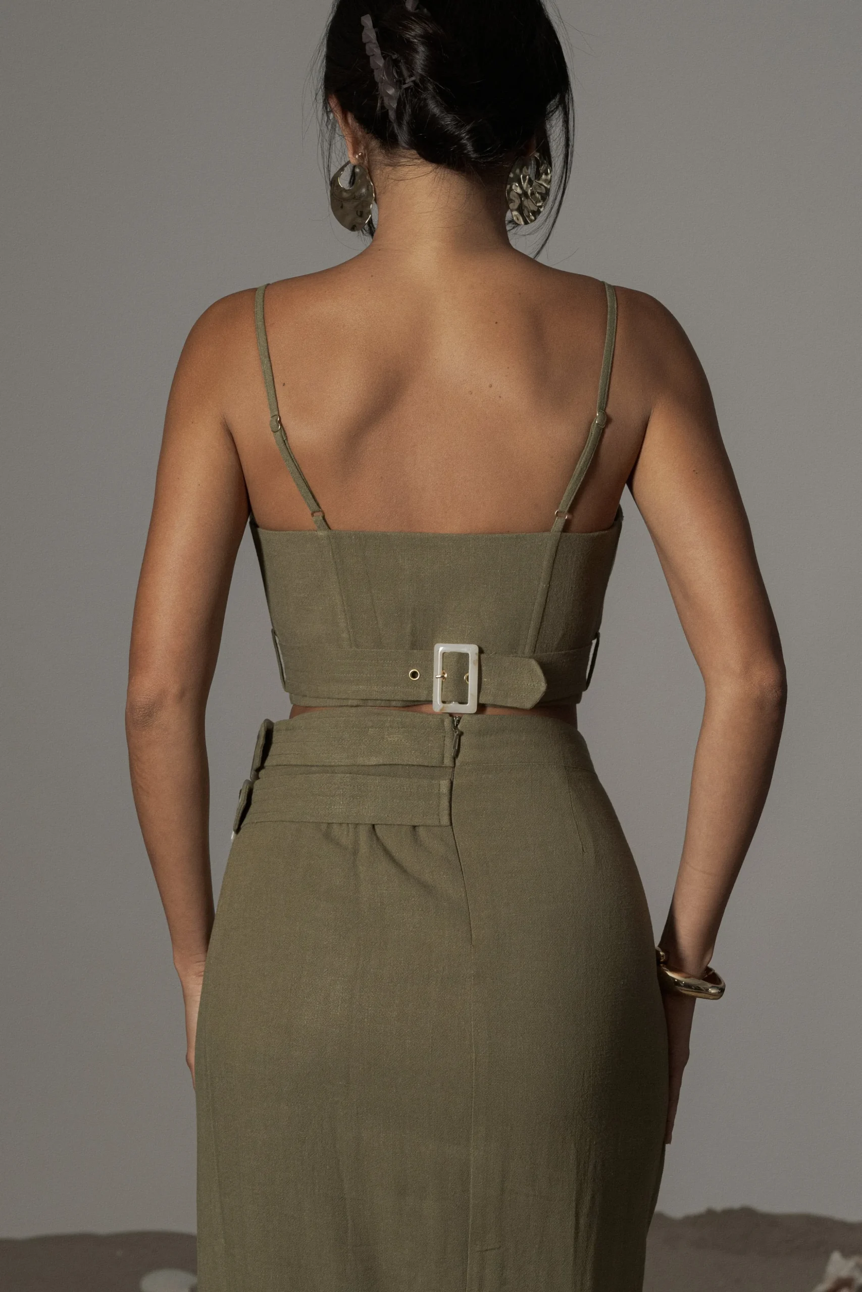 Olive Sunrise Linen Bustier