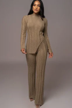 Olive Take A Chance Ribbed Pant Set