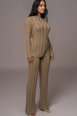 Olive Take A Chance Ribbed Pant Set