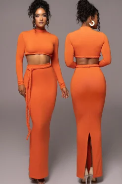 Orange City Love Two-Piece Skirt Set