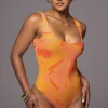 Orange Private Getaway Mesh Bodysuit