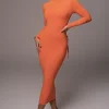 Orange Shaye Mock Neck Dress