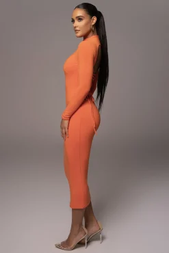 Orange Shaye Mock Neck Dress