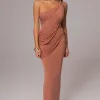 Peach Alari One Shoulder Maxi Dress