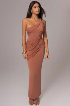 Peach Alari One Shoulder Maxi Dress
