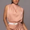 Peach Desiree Mock Neck Top