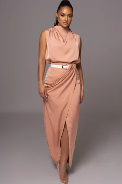 Peach Desiree Mock Neck Top