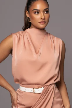 Peach Desiree Mock Neck Top
