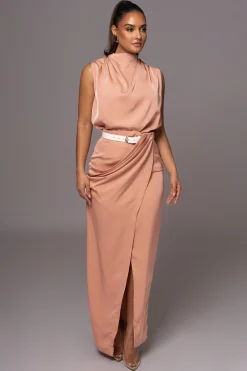 Peach Desiree Mock Neck Top