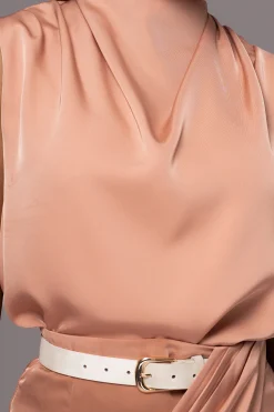 Peach Desiree Mock Neck Top