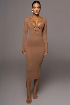 Pecan Look This Way Midi Dress