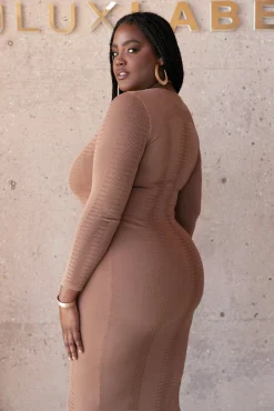 Pecan Look This Way Midi Dress