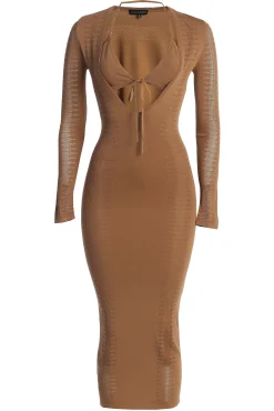 Pecan Look This Way Midi Dress