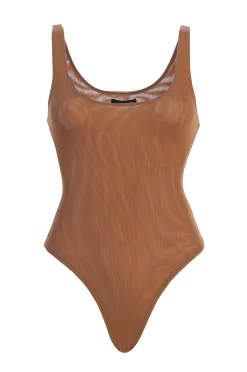 Pecan Mesh Essentials Tank Bodysuit Undergarment