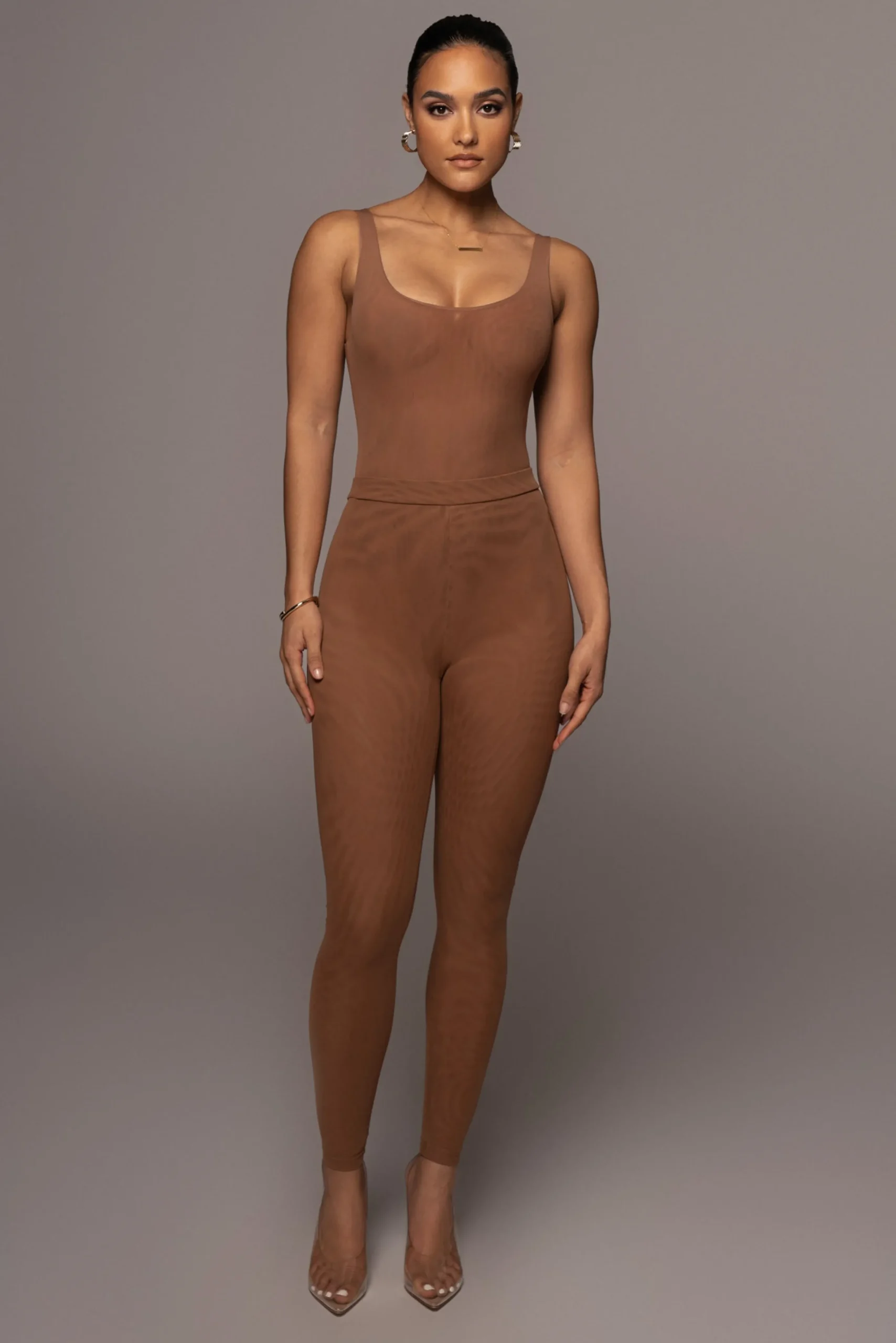 Pecan Mesh Essentials Tank Bodysuit Undergarment