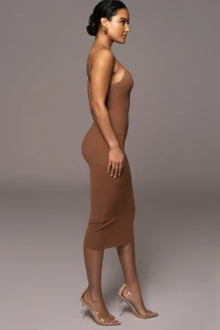 Pecan Rochelle Mesh Midi Dress
