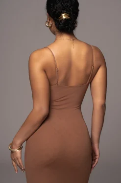 Pecan Rochelle Mesh Midi Dress