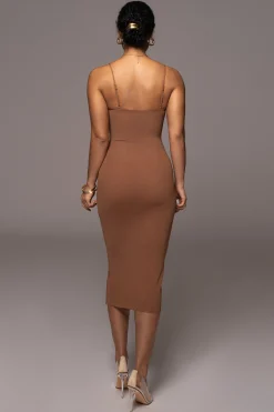 Pecan Rochelle Mesh Midi Dress