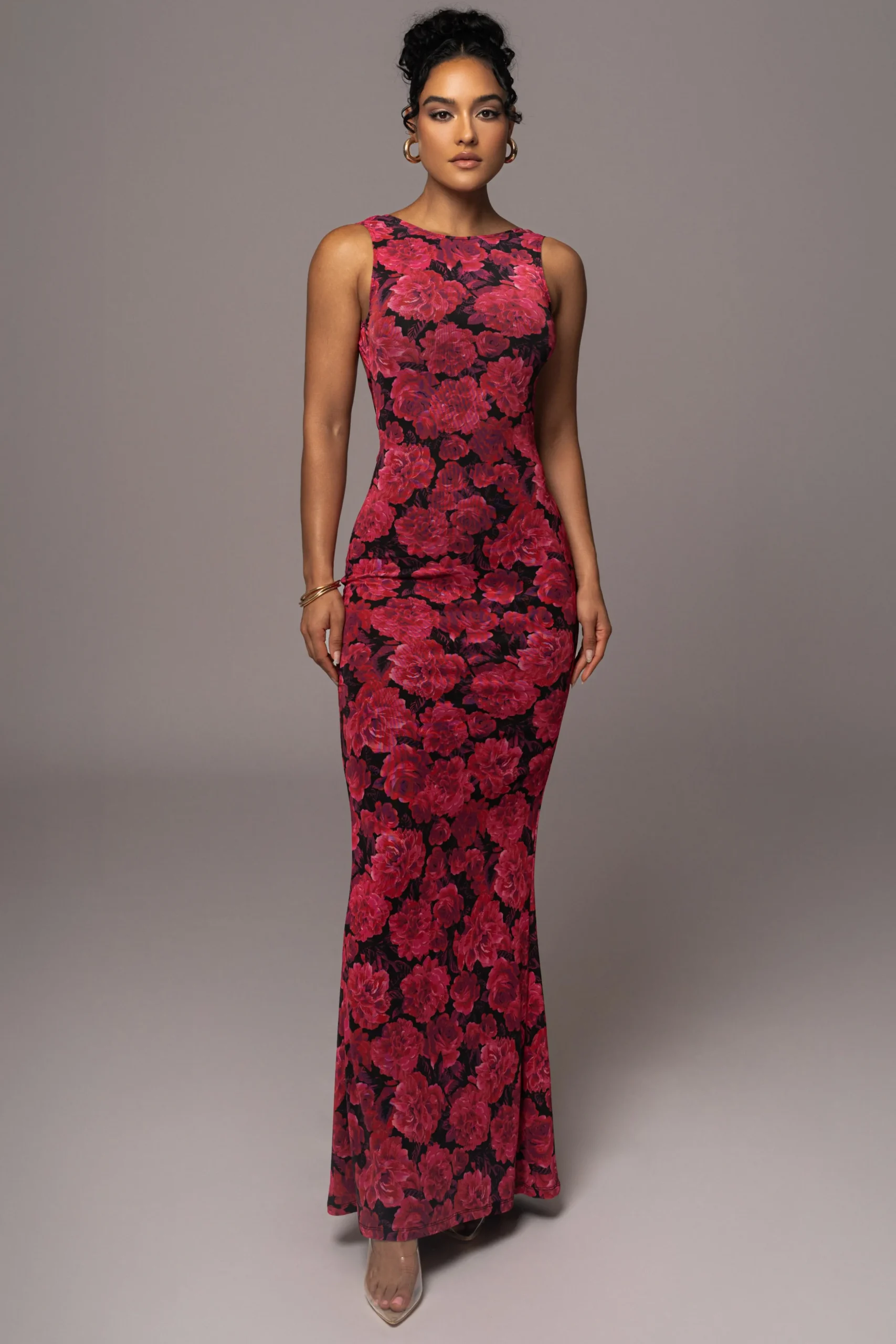 Pink Floral Front And Center Maxi Dress