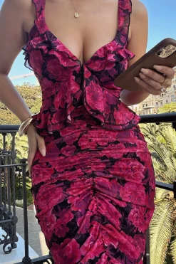 Pink  La Costa Ruffle Maxi Dress