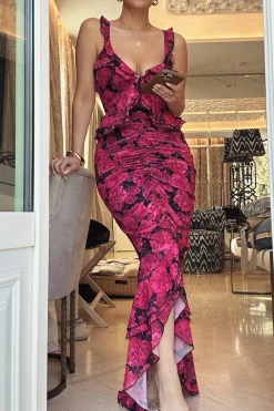 Pink  La Costa Ruffle Maxi Dress