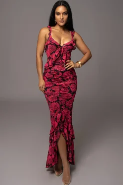 Pink  La Costa Ruffle Maxi Dress