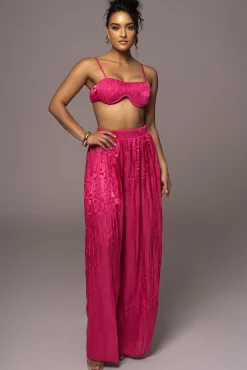Pink Lets Get Away Satin Pant Set